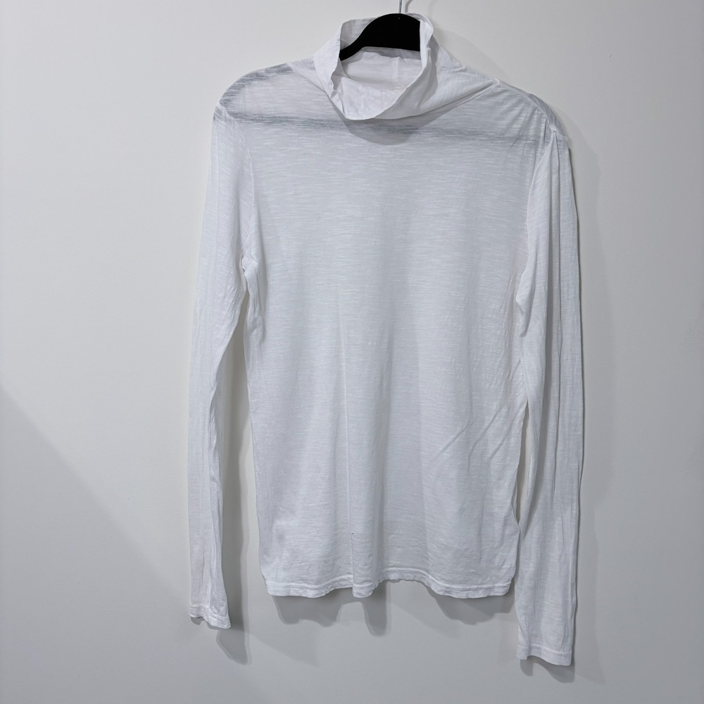 PACT Organic Cotton Turtleneck Women Sz Med Long Sleeve Top White Lightweight